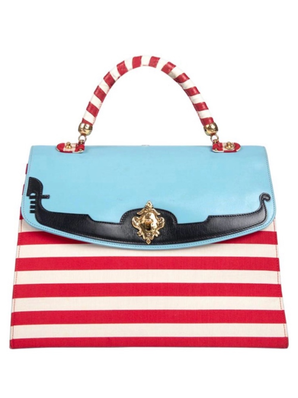 MOSCHINO COUTURE "I Love Venice" Blue Red White Top Handle Bag & Strap